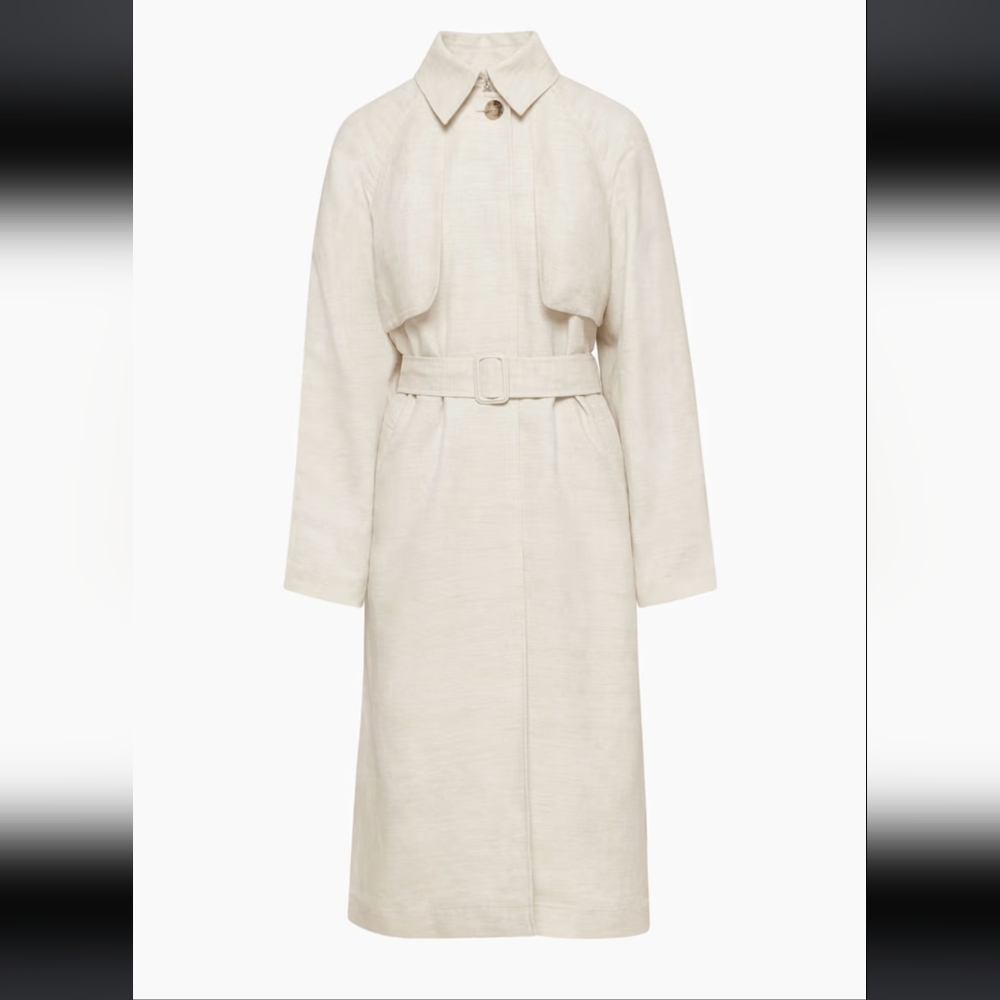 Aritzia Wilfred Eleventh Linen Trench Coat In Natural Ecru XXS - Like New